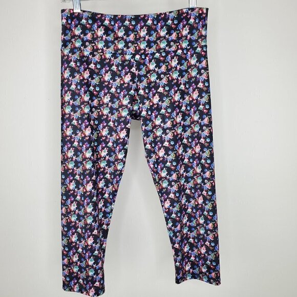 Onzie Floral Print Crop Length Leggings Size Medium/Large - Picture 2 of 8